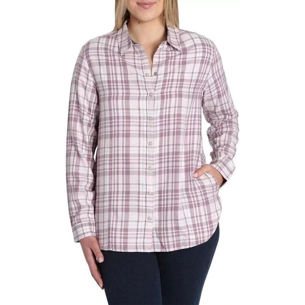 Jachs Girlfriend Women's L Plaid Button-Down Long Sleeve Shirt N0376